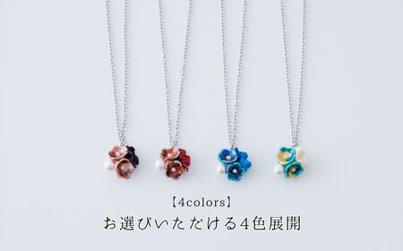 九谷花ネックレス小梅 九谷焼ネックレス×布花アクセサリー九谷花 ネックレス