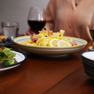 ポトペリー　フロスト　ペアパスタプレート　　カラー：GRAY　