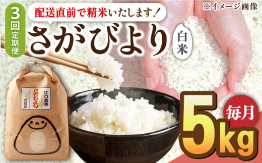 【2025年4月発送開始】【3回定期便】令和6年産 新米 さがびより 白米 5kg＜14年連続特A評価＞ 配送前精米/江口農園[UBF025] 白米 米 お米 精米 佐賀県産 特A