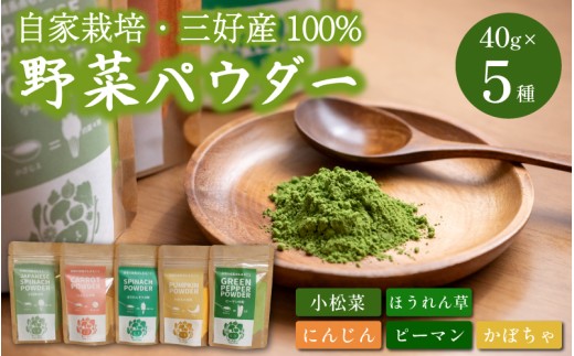 徳島県産 野菜パウダー 離乳食 ベビーフード 40g×5種 高地栽培 ほうれん草 小松菜 にんじん ピーマン かぼちゃ 野菜100% パウダー 栄養 健康 安心 赤ちゃん ヘルシー 野菜 スープ 味噌汁 パン お菓子 菓子 ほうれんそう 人参 南瓜 徳島県 三好市 みよし miyoshi 三好野呂内野菜生産加工組合