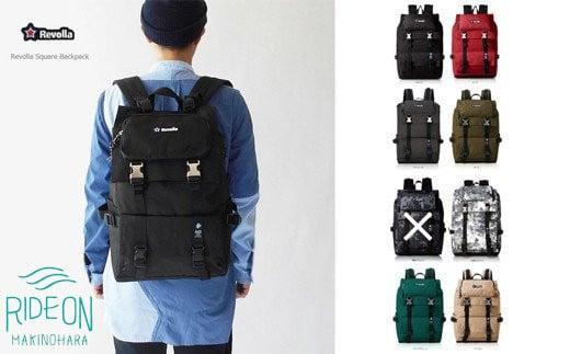 005-62　【迷彩ブラック】Revollaタブレットポケット付きスクエアバックパックリュック男女兼用