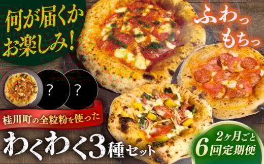 【2か月ごとにお届け：全6回】 【合鴨家族の小麦使用】ピザ わくわく3枚セット(マルゲリータ・お任せ2枚）▼ピザ マルゲリータ 国産小麦 国産 定期便 pizza 桂川町/PIZZERIA TUTTI