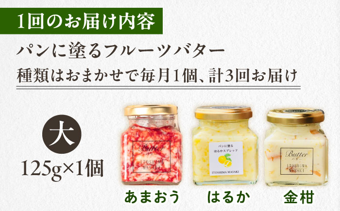 【全3回定期便】お楽しみ定期便 フルーツバター大1個 糸島市 / 糸島正キ ジャム クリーム 果物 [AQA062]