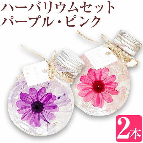 【ふるさと納税】ハーバリウム2本セット(パープル・ピンクの2色） 香華《30日以内に出荷予定(土日祝除く)》 和歌山県 日高町 花 インテリア フラワーギフト