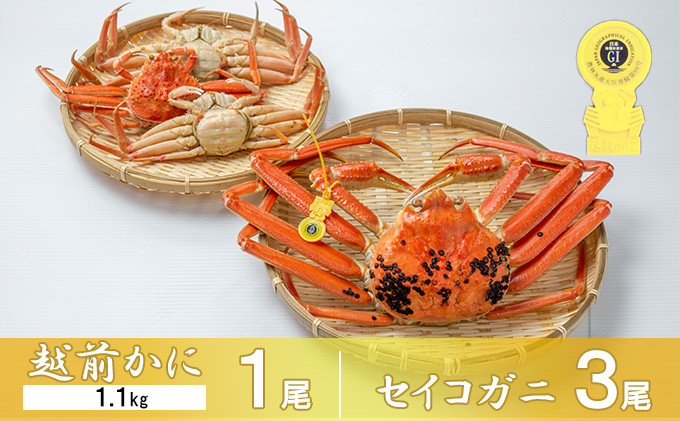 
茹で越前ガニ【期間限定】食通もうなる本場の味をぜひ、ご堪能ください。セイコガニセット 約1.1kg＋セイコガニ3杯 越前がに 越前かに 越前カニ カニ ボイルガニ [№5580-0580]
