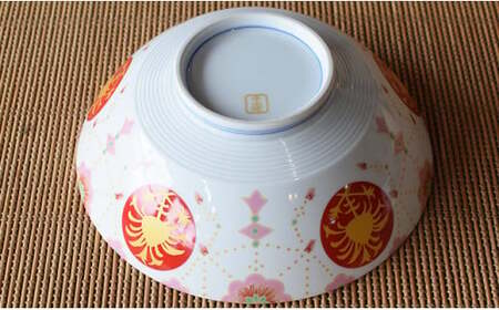 A15-169 錦花綱金襴手AritaBOWL 食卓で活躍！華やかピンク麺鉢 有田焼   幸楽窯