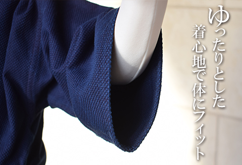 武州の藍染め 姫刺し作務衣 Lサイズ 上下セット 作業着 室内着 さむえ ファッション 衣料 おしゃれ 服 シンプル ポケット付き ゴム 衣類 服 埼玉県 羽生市