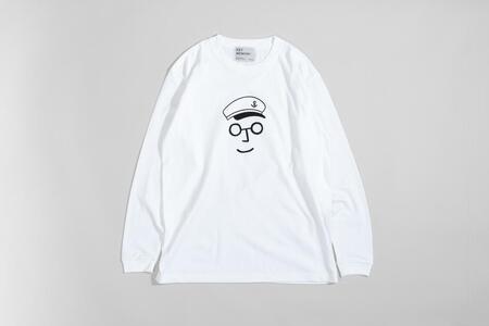 《0》【KEYMEMORY　鎌倉】セーラー帽イラストロングTシャツ　WHITE
