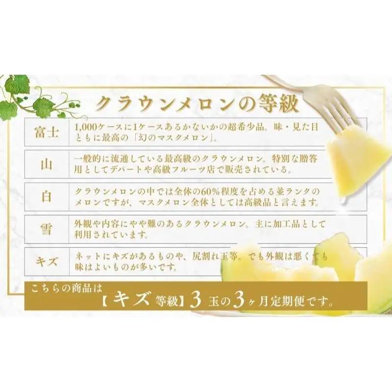 クラウンメロン 訳あり 3玉 定期便 フルーツ メロン