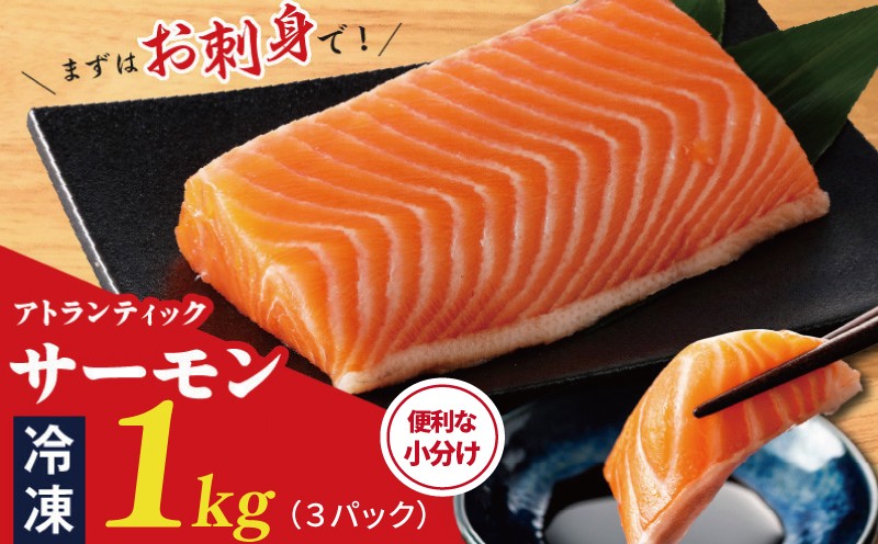 アトランティックサーモン 1kg 刺身用ポーション 小分け 3パック 真空パック