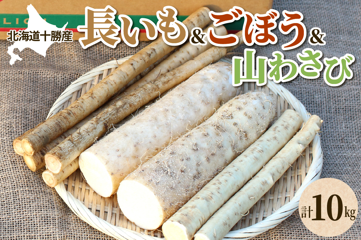 北海道十勝芽室町 ファーム・ミリオンの贅沢根菜セット（長芋・ごぼう・山わさび） me016-015c