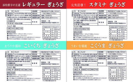 【定期便3回】浜松餃子 大須のぎょうざ［ 浜松ぎょうざ 贅沢バラエティーセット 4味 ＜ レギュラー、こいくち、スタミナ、こくうま ＞］× 5袋（1袋20個入、合計100個） 