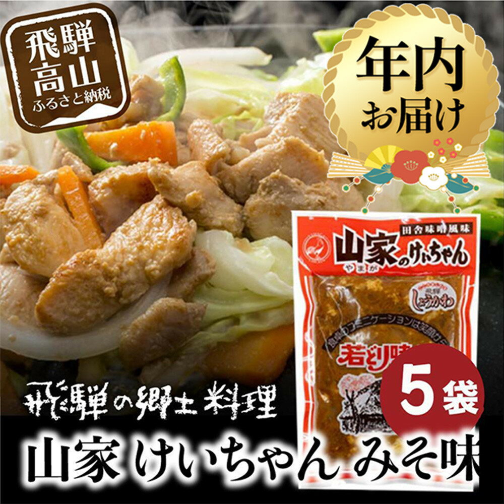 【ふるさと納税】【年内配送が選べる】飛騨の郷土料理 山家けいちゃん みそ味×5袋 | 発送時期が選べる 年内発送 食卓のあと一品に！ 鶏ちゃん ケイちゃん 鶏肉 味付け肉 郷土料理 野菜炒め 簡単調理 おいしい 飛騨高山 (株)ファミリーストアさとう CY010VP