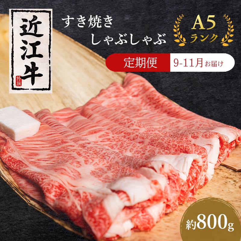 【肉の千石屋】【定期便:9～11月お届け】3ヶ月連続お届け近江牛A5ランクすき焼き しゃぶしゃぶ約800g 肉 近江牛 牛肉 すき焼き しゃぶしゃぶ モモ 肩ロース ロース 和牛 国産 滋賀県