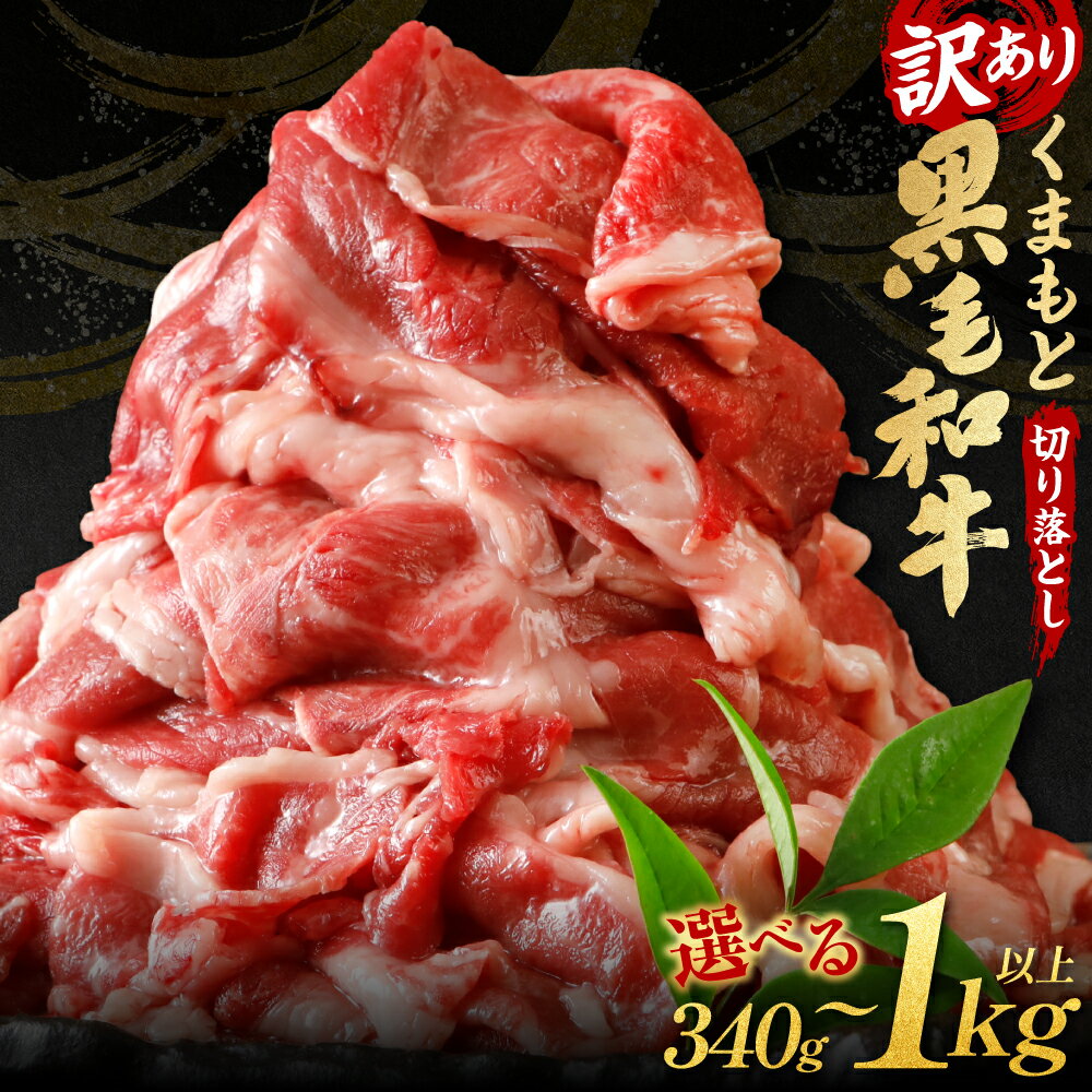 【ふるさと納税】 【訳あり】くまもと黒毛和牛 牛肉 切り落とし 340g～1020g 選べる内容量 霜降り 部位ミックス 毎月数量限定 限定 国産牛 ブランド牛 国産 黒毛和牛 お肉 牛肉