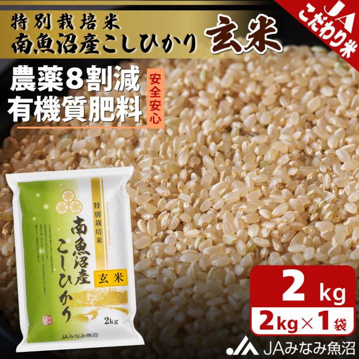 【令和7年産】特別栽培米南魚沼産こしひかり8割減 玄米 2kg ≪農薬8割削減 有機肥料 調整玄米 精選玄米 特A獲得日本一産地 もっちり甘い 南魚沼産コシヒカリ コシヒカリ こしひかり 銘柄米≫