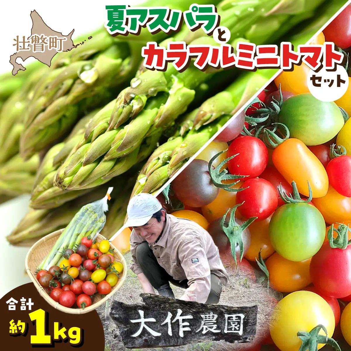 ＜2027年7月上旬よりお届け＞北海道壮瞥町産　大作農園「夏アスパラとカラフルミニトマト」のセット約1kg 先行予約 SBTR004