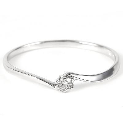 ふるさと納税 甲府市 細身0.04ct　ウェーブラインK10WG　一粒ダイヤ　リング　R951DI-2 |  | 01