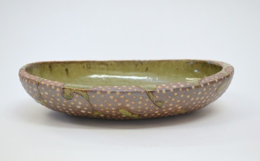釉彩オーバル鉢 1枚 深皿 盛り皿 楕円皿 陶芸品 《受注制作》
