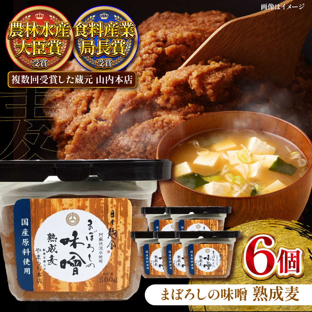 【ふるさと納税】まぼろしの味噌 熟成麦 500g×6個セット 味噌 みそ 菊陽町 発酵 食品 みそしる 国産 味噌汁 こめ むぎ みそ汁 大豆 熊本県 調理 料理 おかず 国産味噌 中甘口味噌 【株式会社山内本店】[BHAE020]