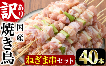 ＜訳あり・業務用＞国産ねぎま串セット(35本)焼鳥 やきとり 鳥もも とりもも ももねぎ グルメ お惣菜 おつまみ 冷凍 宮崎県 門川町【V-57】【味鶏フーズ 株式会社】