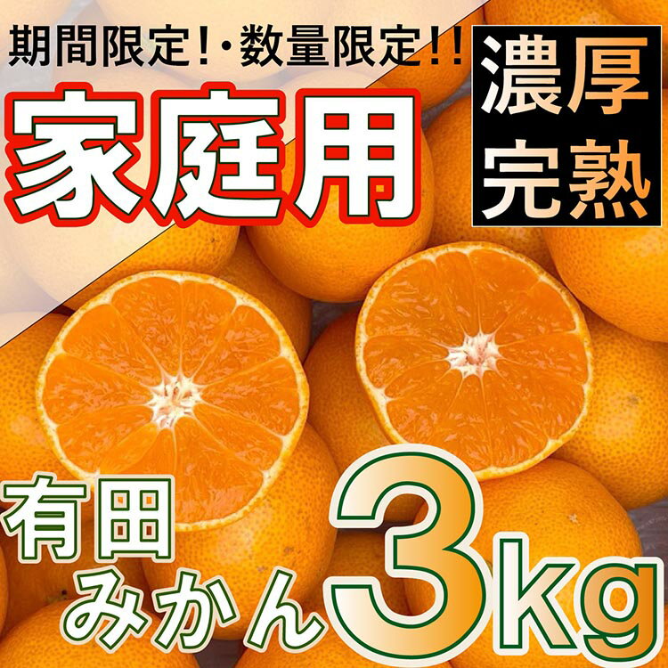 【ふるさと納税】北真農園 有田みかん 家庭用 3kg 濃厚完熟 お試しサイズ ORYY推奨 ※2025年11月上旬～12月下旬頃に順次発送予定