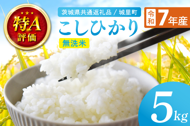 令和7年産 茨城県産 コシヒカリ無洗米 5kg（茨城県共通返礼品/城里町）特A評価 数量限定 お米 こめ コメ ごはん 精米 こしひかり コシヒカリ 単一米 安心 安全 白米 生産者直送 高評価 桂農