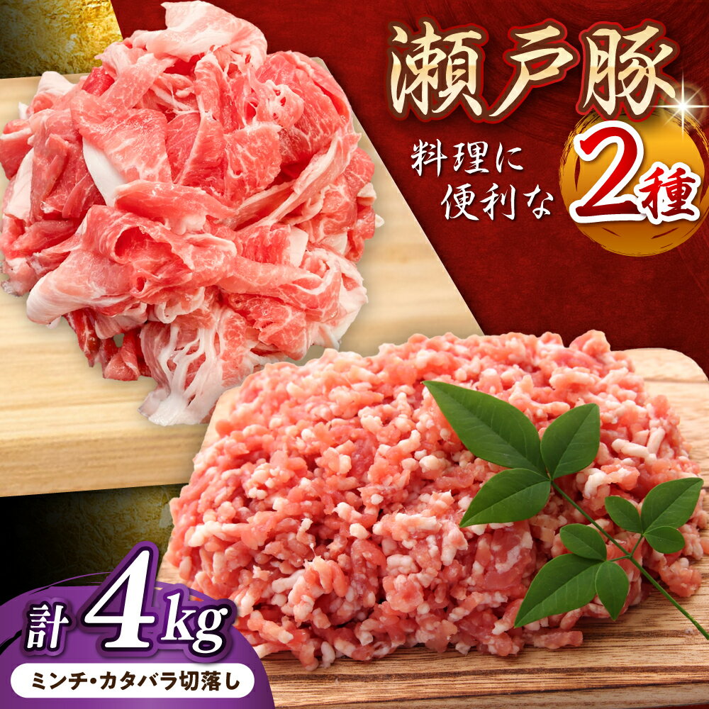 【ふるさと納税】【選べる発送月】瀬戸豚2種セット(ミンチ＋カタバラ切落し) 計4kg / 豚肉 小分け ミンチ 切り落とし / 瀬戸市 / 関屋精肉店[BBBQ152]