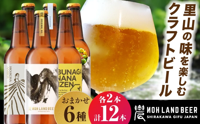 
            農LAND BEER クラフトビール 6種(各種2本) 計12本 詰め合わせBOX 飲料 お酒 セット 白川町 / Sunpo [AWBC009]
          