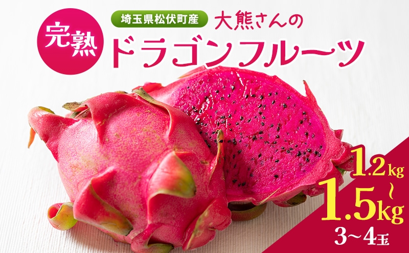 
                  【埼玉県松伏町産】 大熊さんの完熟ドラゴンフルーツ 1.2kg～1.5kg (3玉～4玉) 果物 くだもの フルーツ 完熟 ドラゴンフルーツ 
                