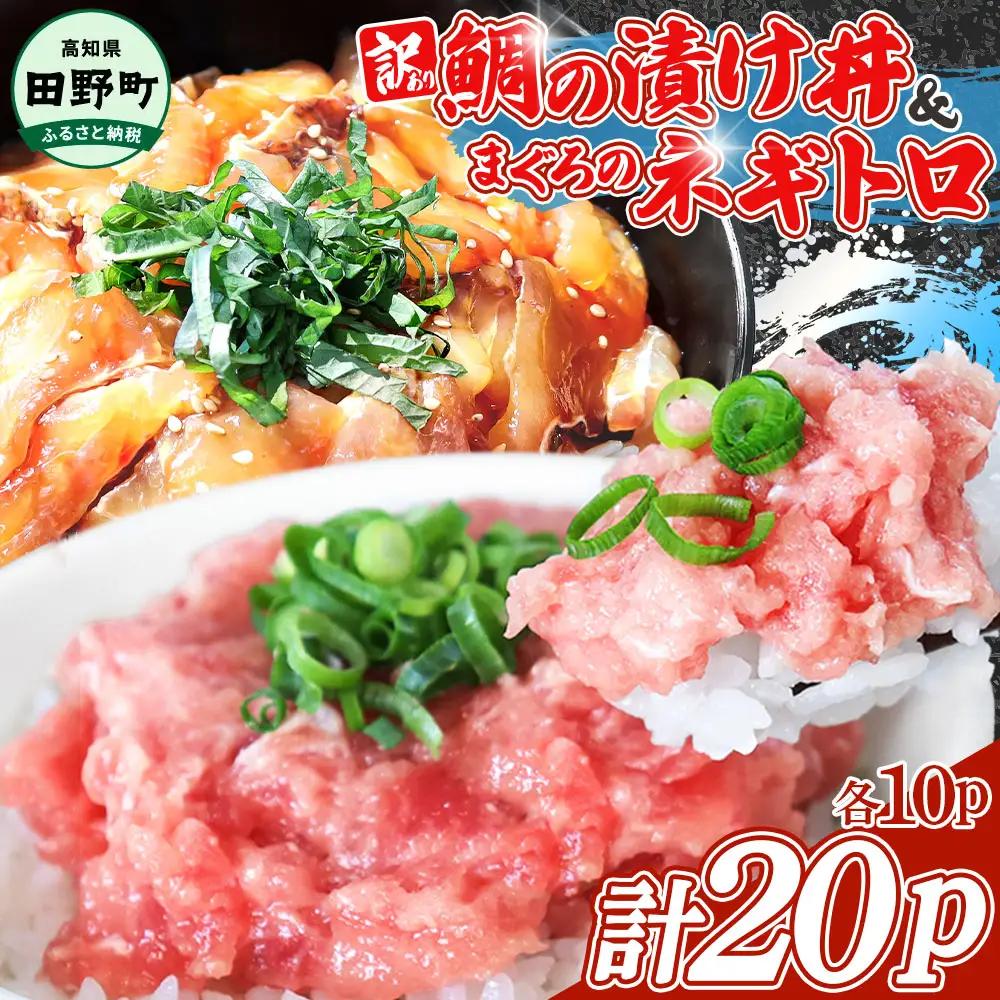 鯛の漬け丼＆マグロのネギトロ 各10P 計20P 訳あり【漬け丼＆ネギトロ】
