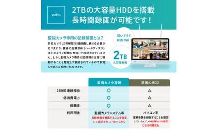 Par16インチ液晶録画装置2TB&300万画素屋外防犯カメラ2台セット PA2610WHAX-15