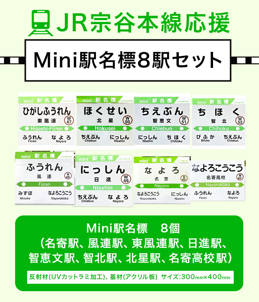 JR宗谷本線応援・mini駅名標８駅セット※着日指定不可※離島への配送不可《60日以内に出荷予定(土日祝除く)》---nayoro_apt_9_1s---