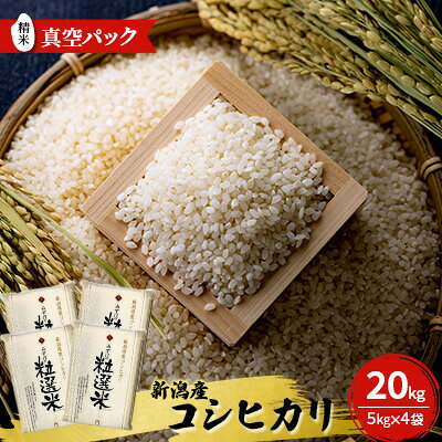 【ふるさと納税】令和8年産 新潟産コシヒカリ20kg　真空パック　お届け：2026年10月下旬～2027年9月中旬まで