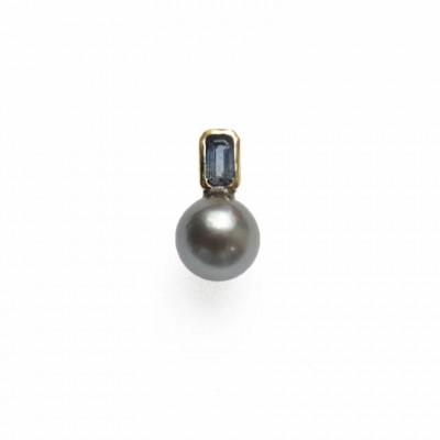 ふるさと納税 座間味村 kerama pearl × blue sapphire earring 1 / K18 (片耳)