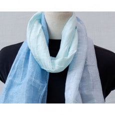山梨の伝統が蘇る【郡内織物:富士桜工房】スカーフさらつや 32cm×150cm (ブルー)