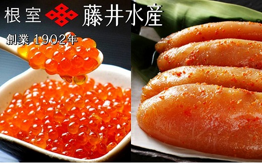 B-42028 【北海道根室産】＜鮭匠ふじい＞いくら醤油漬300g・辛子明太子300g