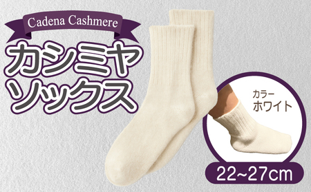 【Cadena Cashmere】カシミヤソックス（ホワイト、22～27cm）