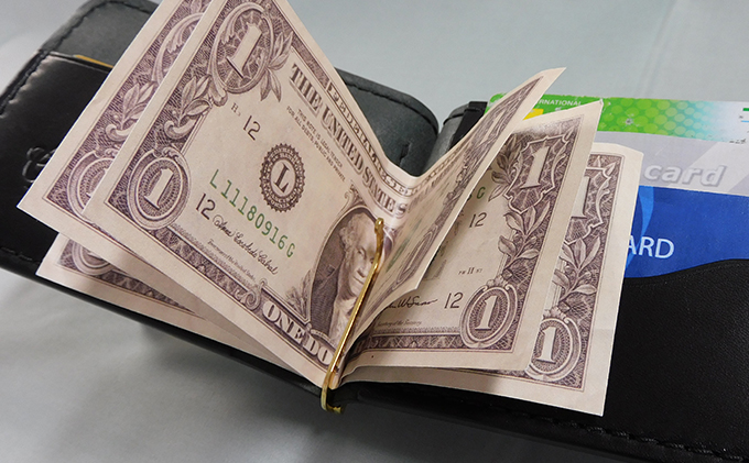 コインケース付　札バサミ（ブラック）90×125×20mm【キャッスルファイブレザーアート】