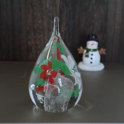 ふるさと納税 大和市 季節を飾るグラスアート　ポインセチアのクリスマスツリー