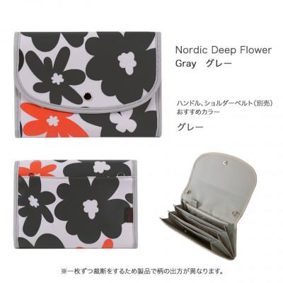 ふるさと納税 島原市 マルチケース(ジャバラタイプ)北欧フラワー グレー Lサイズ |  | 01