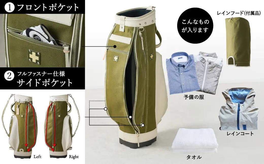 木の庄帆布 ゴルフバッグ クロスハンドル キャディバッグ（ホワイト）/ KinoshoTRANSIT キャディーバッグ ゴルフ用品 軽量 帆布製 メンズ レディース ホワイト 白色