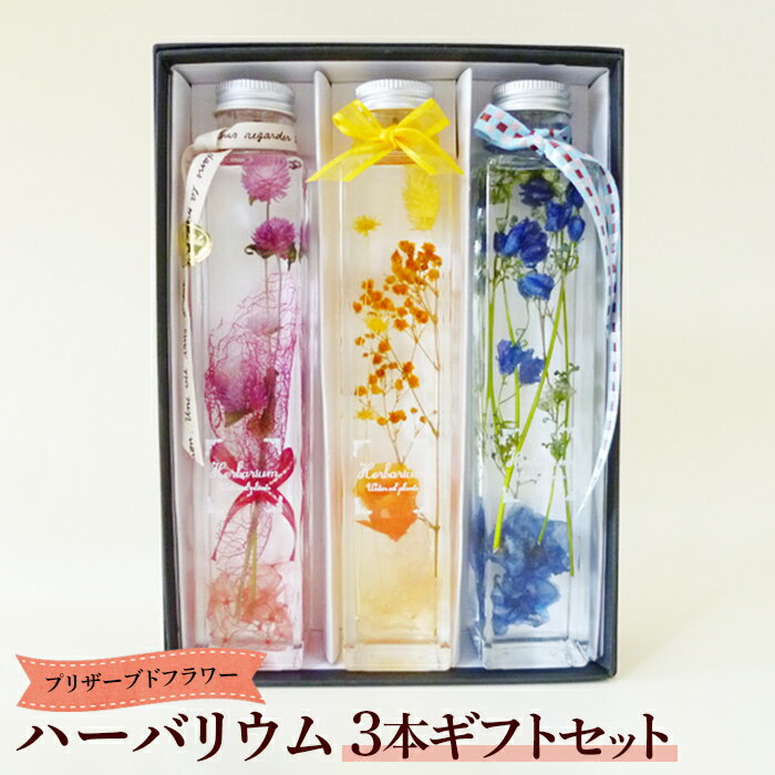【ふるさと納税】プリザーブドフラワー ハーバリウム3本ギフトセット【140007】