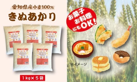 【小麦粉】愛知県産 きぬあかり 国産 薄力粉 1kg×5袋(計5kg)　H008-286