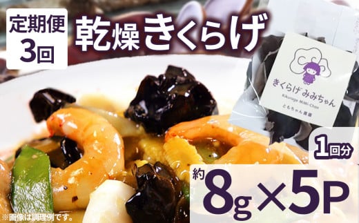 【定期便3回】乾燥きくらげ 8g×5P ともちゃん農園|定期便 乾燥きくらげ きくらげ 贈答用 乾燥 きくらげ 食物繊維 鉄分 カルシウム ビタミンD カリウム アミノ酸  高血圧予防 ふるさと 納税 栃木県 那珂川町 送料無料