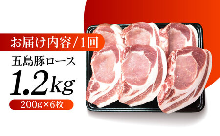 【全6回定期便】五島豚 極厚ロース200g×6枚 五島市 / 肉のマルヒサ [PCV027] 豚肉 豚ロース 厚切り豚ロース 極厚豚ロース 豚肉 豚ロース 厚切り豚ロース 極厚豚ロース 豚肉 豚ロース