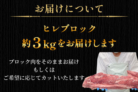 根羽こだわり和牛 ヒレ ブロック 半頭分 約3kg 黒毛和牛 ヒレステーキ ブロック肉　塊肉 塊 牛肉 国産牛 お祝い パーティ ステーキ 焼肉 BBQ 霜降り すき焼き しゃぶしゃぶ 大人数