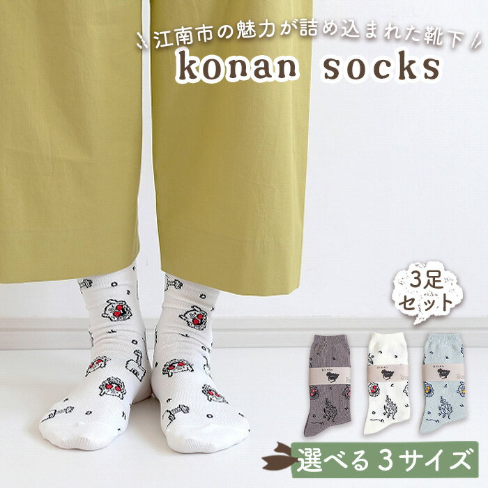 【ふるさと納税】No.252 konan socks 3色セット ／ ソックス 藤 すいとぴあ江南 サングラス大仏 足 ユーモア 靴下 くつした くつ下 おみやげ 土屋未久 送料無料 愛知県