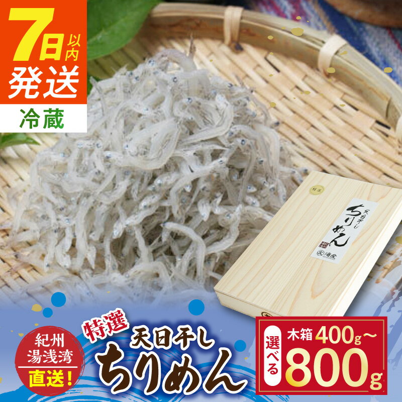 【ふるさと納税】《7日以内発送》 紀州湯浅湾直送！特選 天日干しちりめん 木箱 容量 選べる 400g 800g