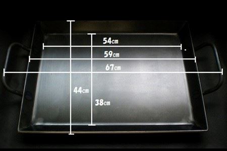 アツアツ鉄板 お好み焼きテーブルサイズ(厚さ6mm)、オサエちゃん 角大(厚さ9mm)、鉄板用ヘラセット【58-9】